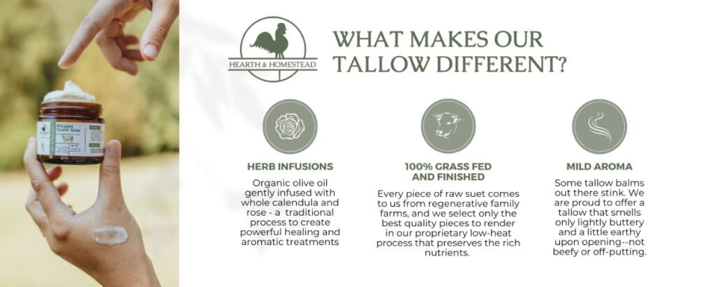 Current image: Hearth & Homestead Whipped Beef Tallow balm for natural skin moisturizing